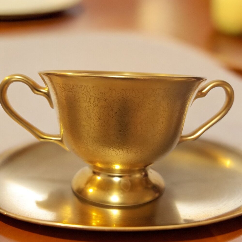 PICKARD Open Sugar Bowl, #595 Rose and Daisy 24K Gold Encrusted Rose U.S.A. Made - Picture 3 of 10